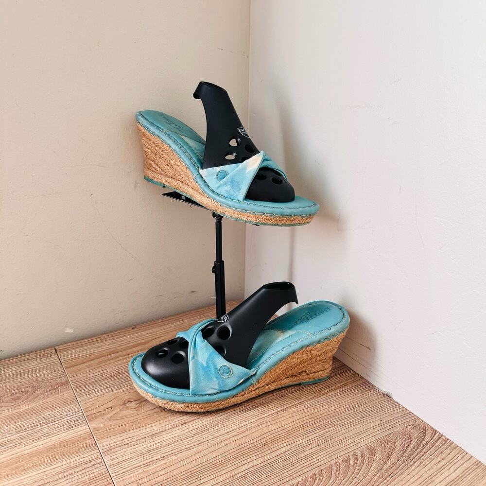 Børn Aqua Blue Leather Knotted Espadrille Wedge Sandals Women’s 8